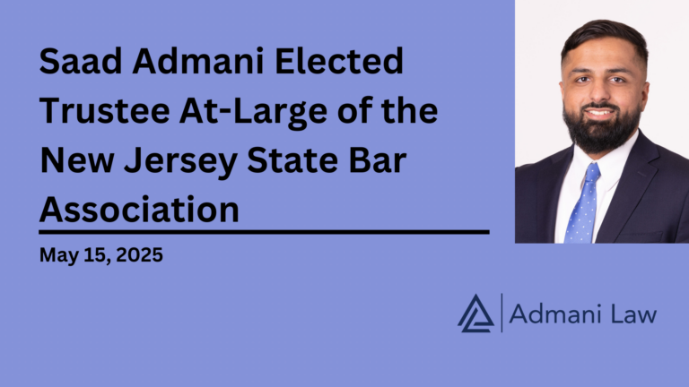 Saad Admani Elected Trustee of the New Jersey State Bar Association